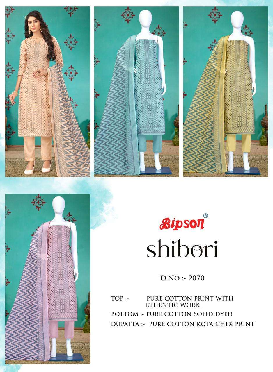 Shibori-2070 By Bipson 2070-A To 2070-D Series Beautiful Stylish Festive Suits Fancy Colorful Casual Wear & Ethnic Wear & Ready To Wear Pure Cotton Print With Embroidered Dresses At Wholesale Price