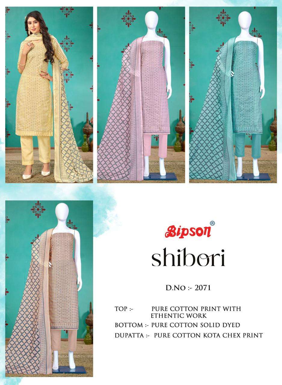 Shibori-2071 By Bipson 2071-A To 2071-D Series Beautiful Stylish Festive Suits Fancy Colorful Casual Wear & Ethnic Wear & Ready To Wear Pure Cotton Print With Embroidered Dresses At Wholesale Price
