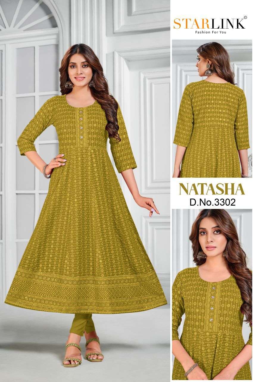 Natasha By Starlink 3301 To 3316 Series Beautiful Stylish Fancy Colorful Casual Wear & Ethnic Wear Rayon With Work Gowns At Wholesale Price