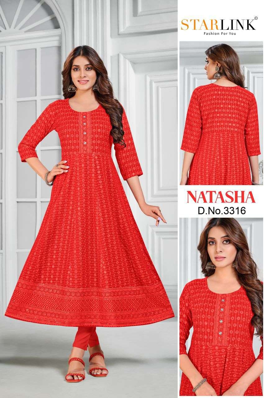 Natasha By Starlink 3301 To 3316 Series Beautiful Stylish Fancy Colorful Casual Wear & Ethnic Wear Rayon With Work Gowns At Wholesale Price