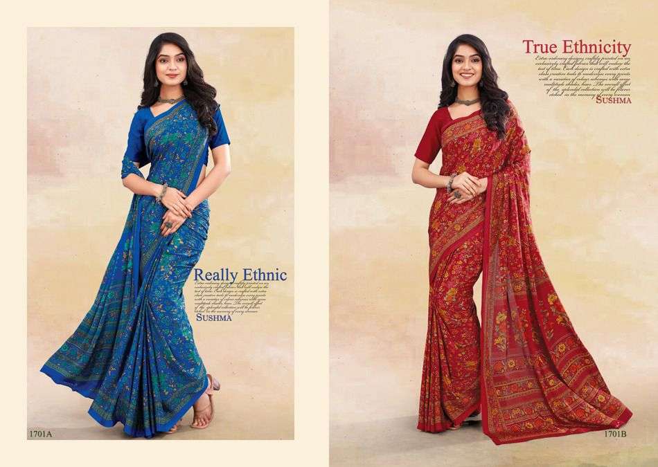 Ethnic Floral By Sushma Indian Traditional Wear Collection Beautiful Stylish Fancy Colorful Party Wear & Occasional Wear Fancy Sarees At Wholesale Price