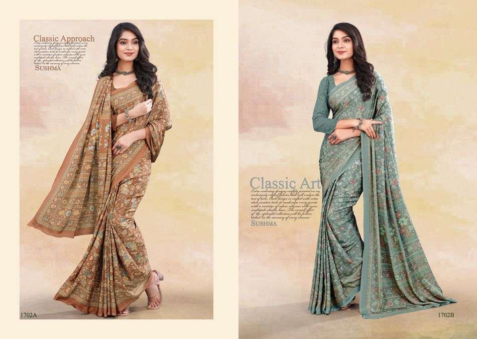 Ethnic Floral By Sushma Indian Traditional Wear Collection Beautiful Stylish Fancy Colorful Party Wear & Occasional Wear Fancy Sarees At Wholesale Price