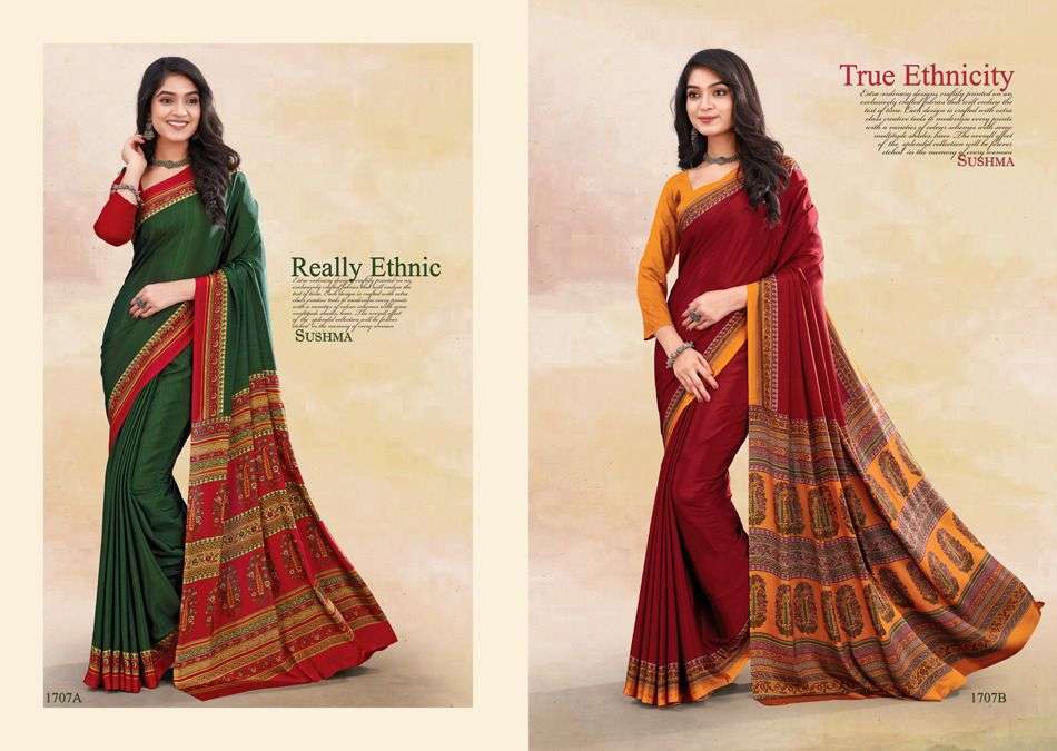 Ethnic Floral By Sushma Indian Traditional Wear Collection Beautiful Stylish Fancy Colorful Party Wear & Occasional Wear Fancy Sarees At Wholesale Price