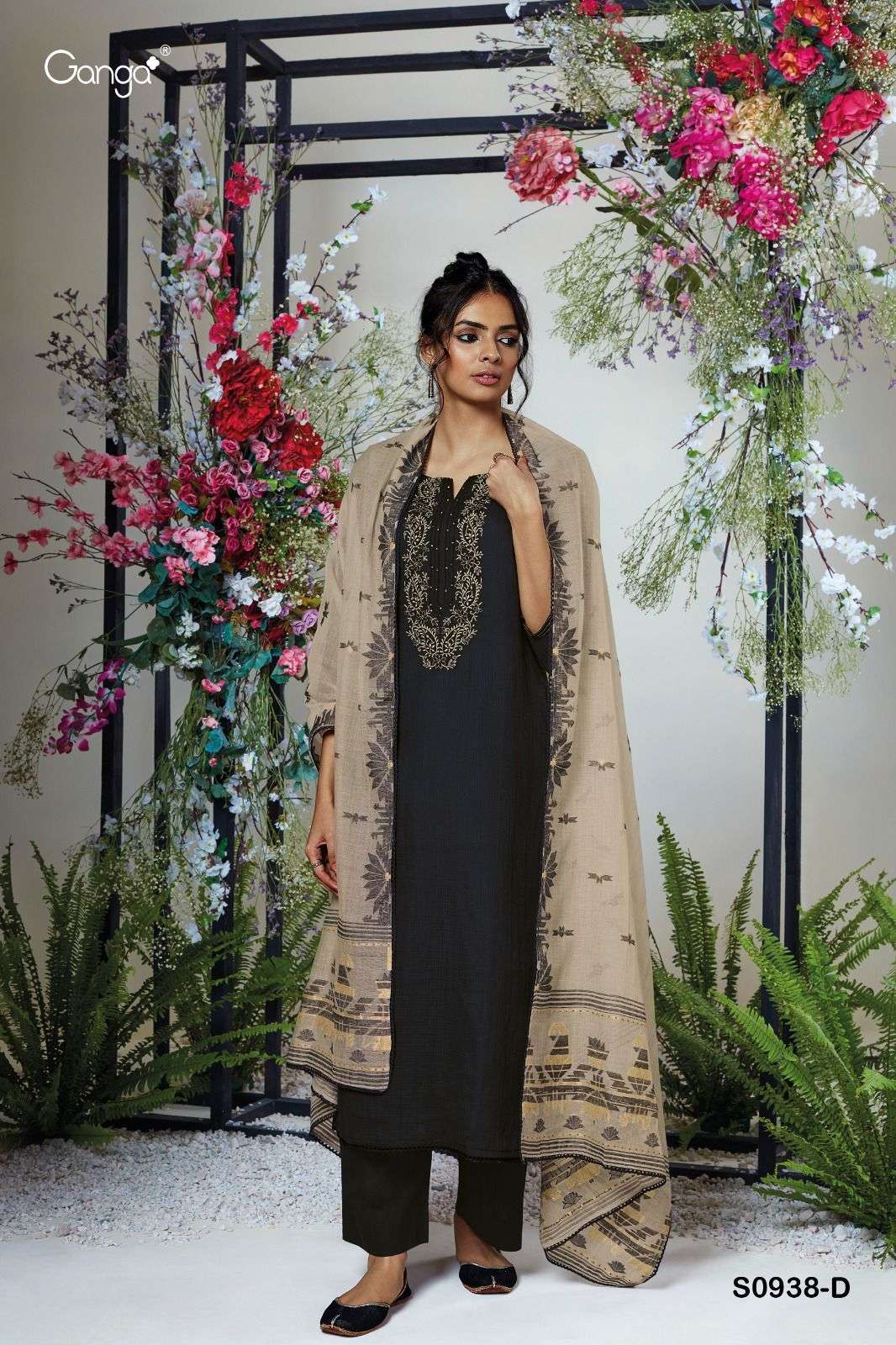 Ishana-938 By Ganga Fashion 938-A To 938-D Series Beautiful Suits Colorful Stylish Fancy Casual Wear & Ethnic Wear Pure Cotton Embroidered Dresses At Wholesale Price