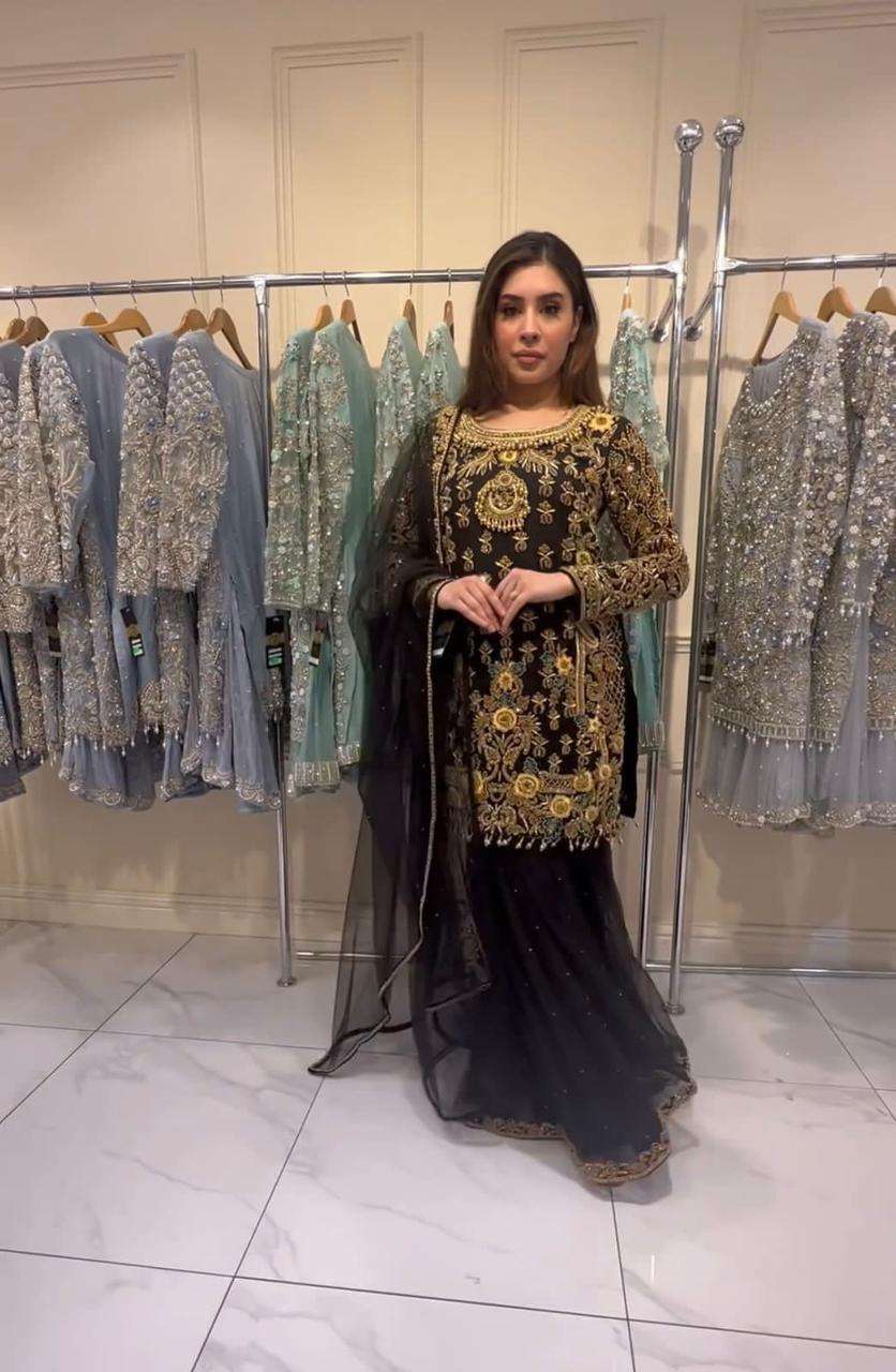 Lg-1638 By Fashid Wholesale Designer Festive Sharara Suits Beautiful Fancy Colorful Stylish Party Wear & Occasional Wear Faux Georgette Dresses At Wholesale Price