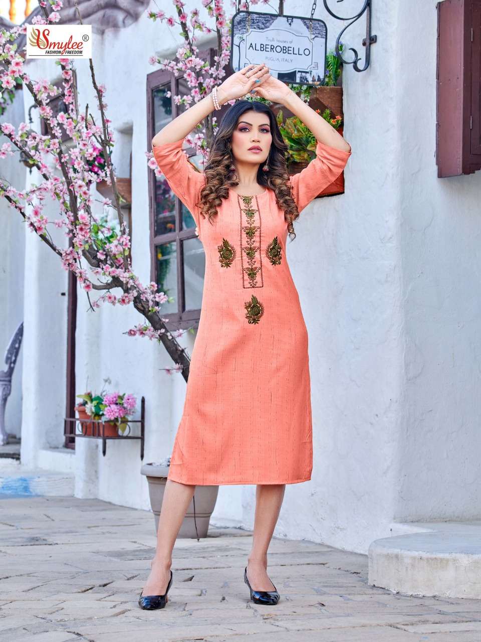 Netra By Smylee 01 To 08 Series Designer Stylish Fancy Colorful Beautiful Party Wear & Ethnic Wear Collection Rayon With Work Kurtis At Wholesale Price