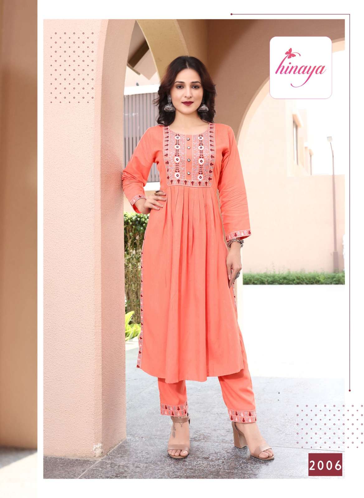 Chahek Vol-2 By Hinaya 2001 To 2006 Series Designer Stylish Fancy Colorful Beautiful Party Wear & Ethnic Wear Collection Rayon Embroidered Kurtis With Bottom At Wholesale Price
