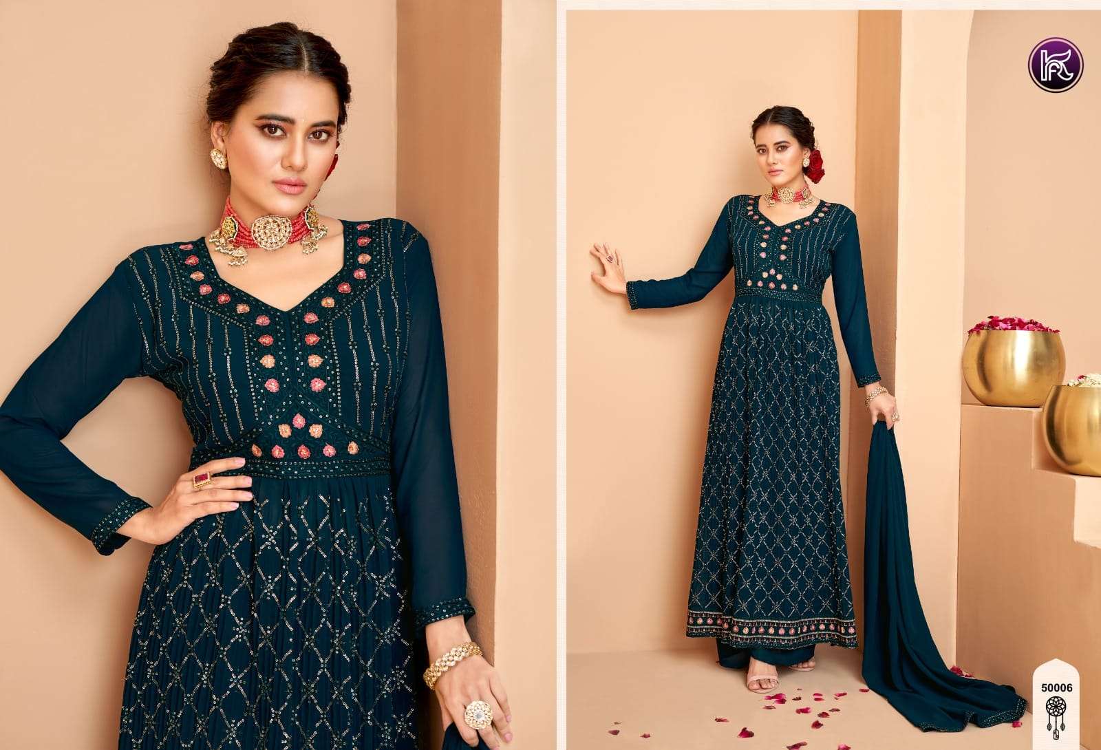 Kala Nayra By Kala Fashion 50001 To 50006 Series Beautiful Suits Colorful Stylish Fancy Casual Wear & Ethnic Wear Georgette Embroidered Dresses At Wholesale Price