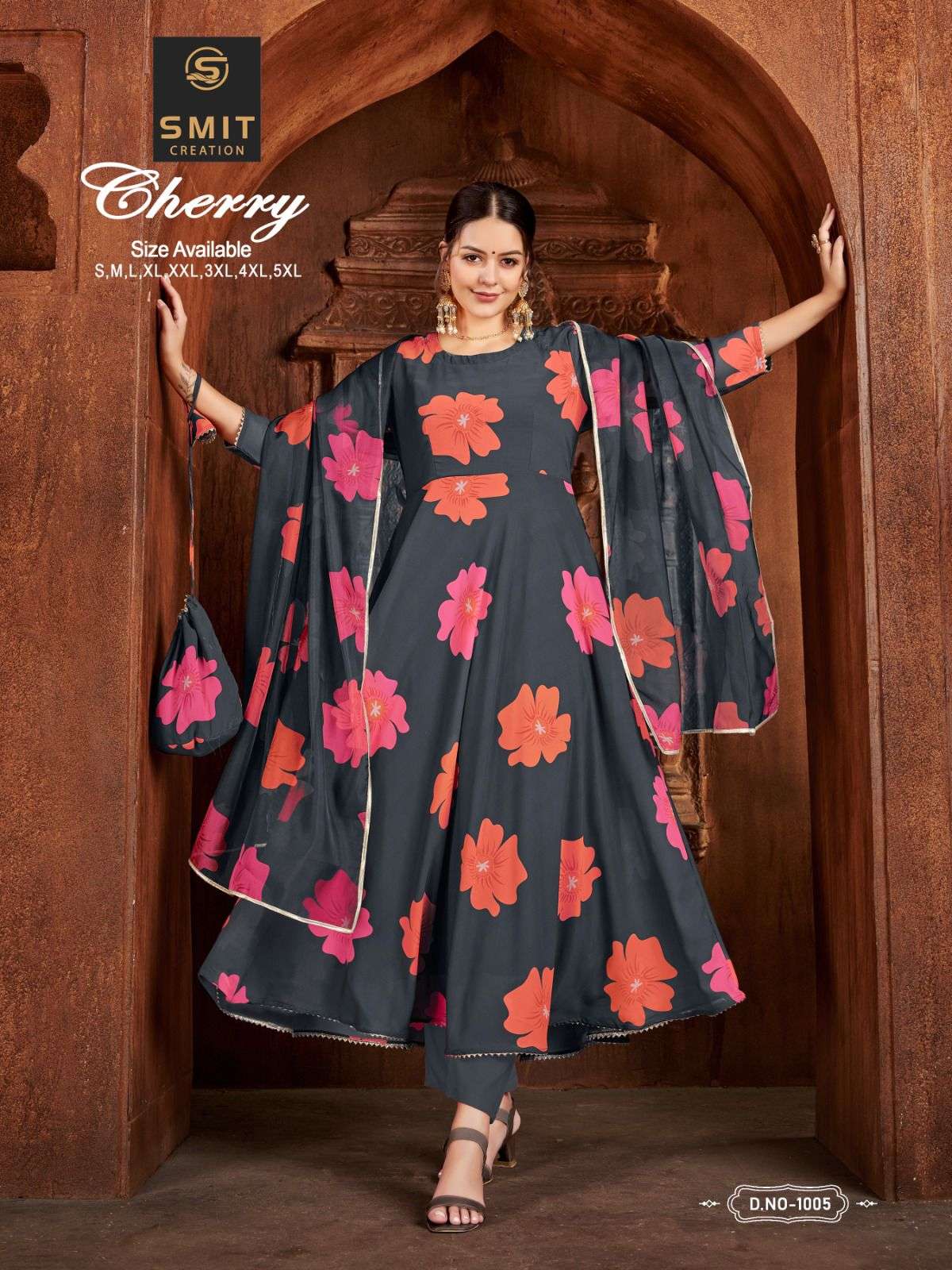 Cherry By Smit Creation 1001 To 1006 Series Beautiful Stylish Fancy Colorful Casual Wear & Ethnic Wear Pure Georgette Gowns With Dupatta At Wholesale Price