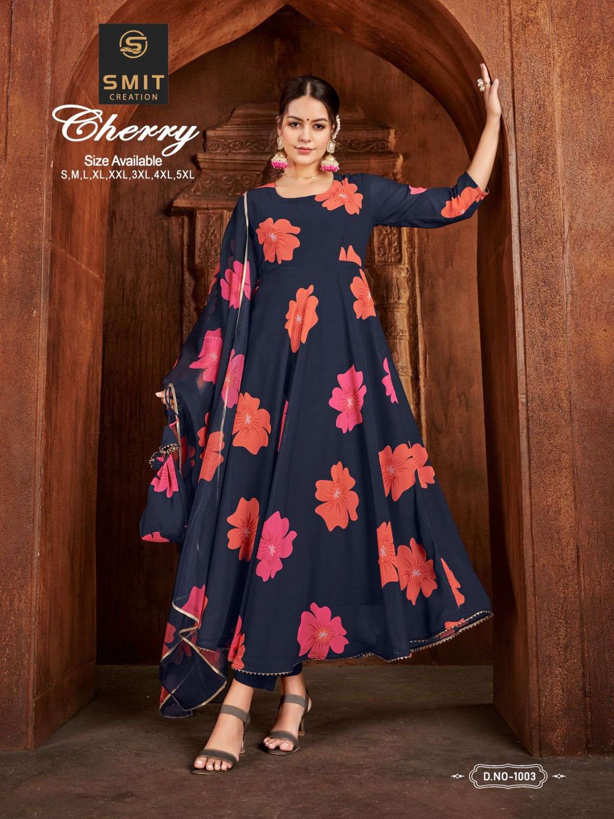 Cherry By Smit Creation 1001 To 1006 Series Beautiful Stylish Fancy Colorful Casual Wear & Ethnic Wear Pure Georgette Gowns With Dupatta At Wholesale Price