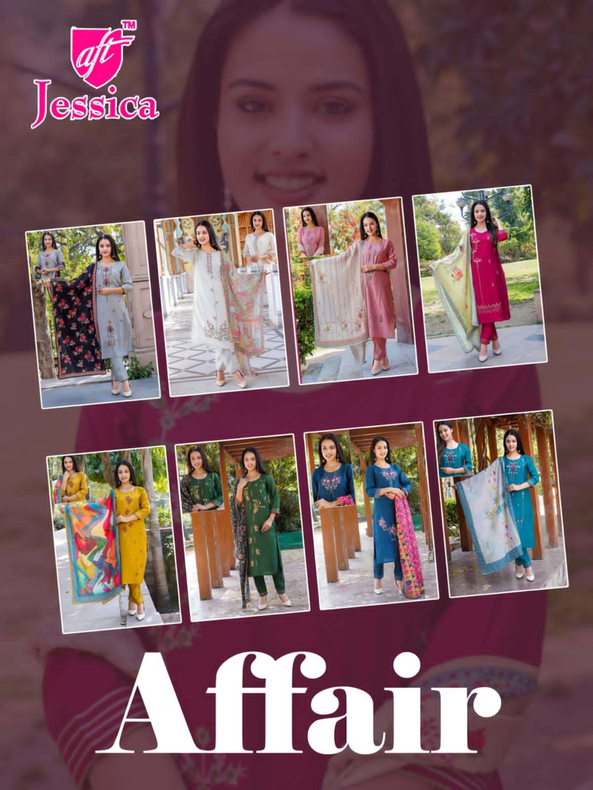 Affair Vol-1 By Jessica 01 To 08 Series Designer Suits Collection Beautiful Stylish Fancy Colorful Party Wear & Occasional Wear Chanderi Print Dresses At Wholesale Price