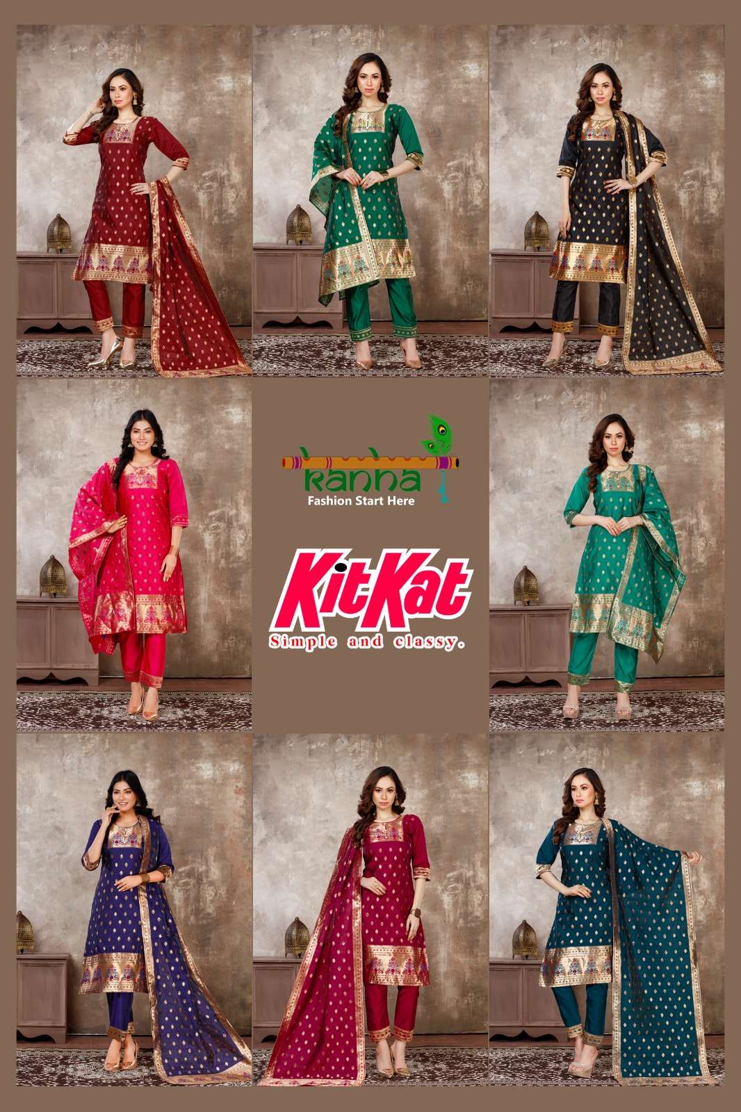 Kitkat By Kanha 101 To 108 Series Designer Suits Collection Beautiful Stylish Fancy Colorful Party Wear & Occasional Wear Chanderi Print Dresses At Wholesale Price