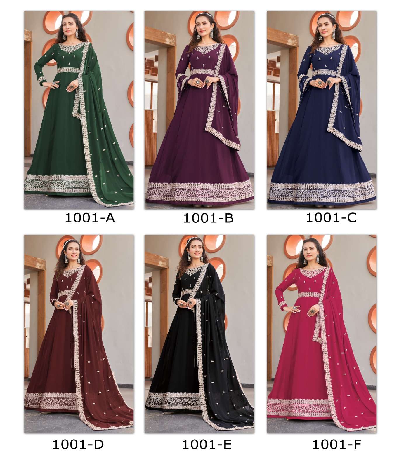 Liya By Fashid Wholesale 1001-A To 1001-F Series Beautiful Stylish Anarkali Suits Fancy Colorful Casual Wear & Ethnic Wear & Ready To Wear Faux Georgette Dresses At Wholesale Price