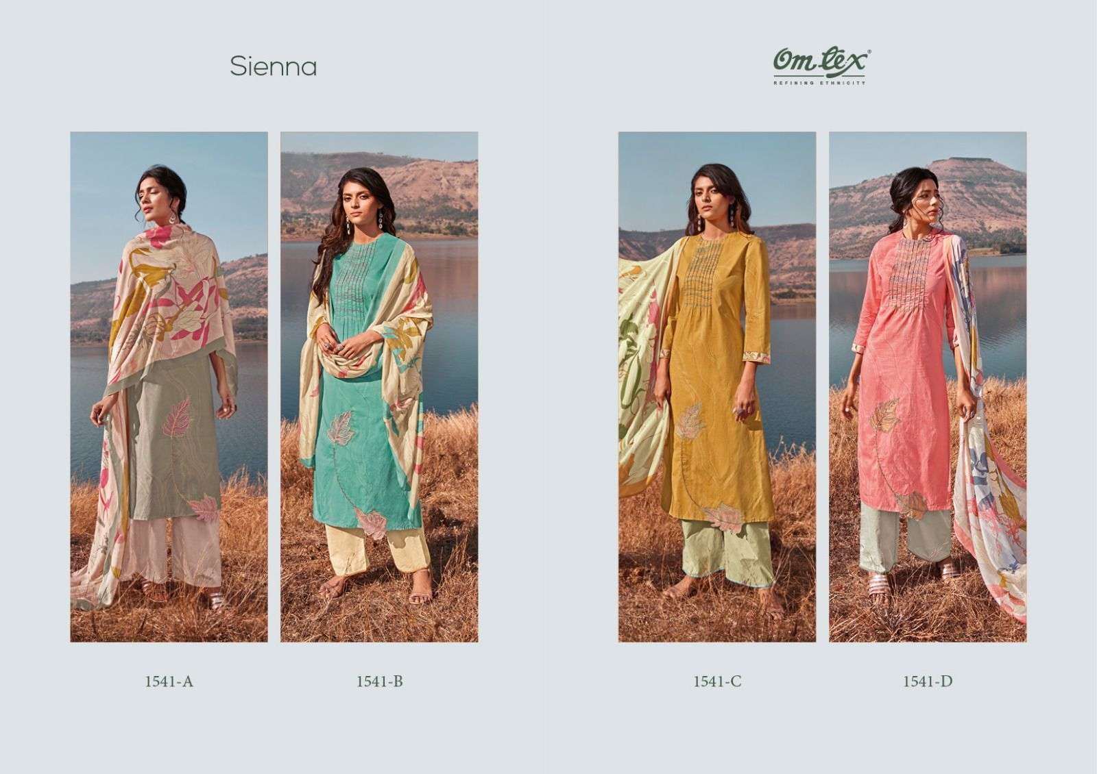 Sienna By Om Tex 1541-A To 1541-D Series Beautiful Stylish Suits Fancy Colorful Casual Wear & Ethnic Wear & Ready To Wear Lawn Cotton Dresses At Wholesale Price