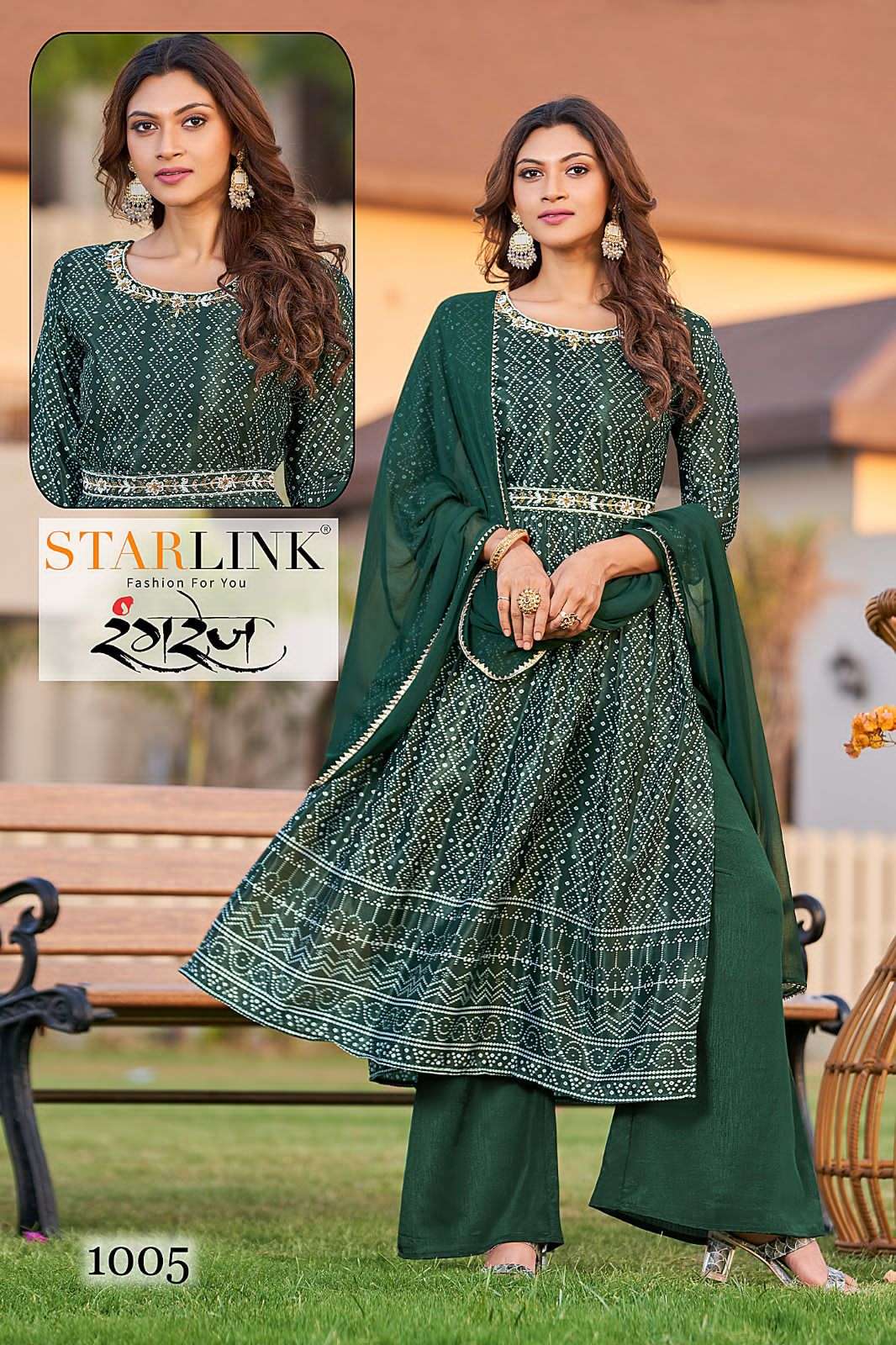 Rangrez By Starlink 1001 To 1008 Series Festive Traditional Wear Collection Beautiful Stylish Fancy Colorful Party Wear & Occasional Wear Chinnon Digital Print Dresses At Wholesale Price