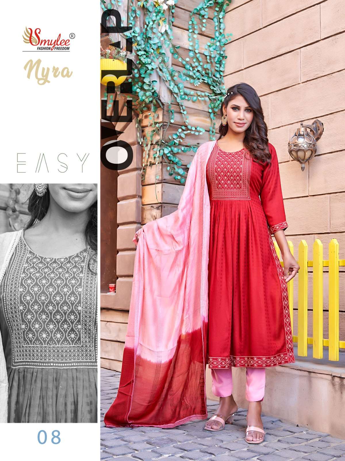 Nyra By Smylee 01 To 08 Series Festive Traditional Wear Collection Beautiful Stylish Fancy Colorful Party Wear & Occasional Wear Heavy Rayon Print Dresses At Wholesale Price