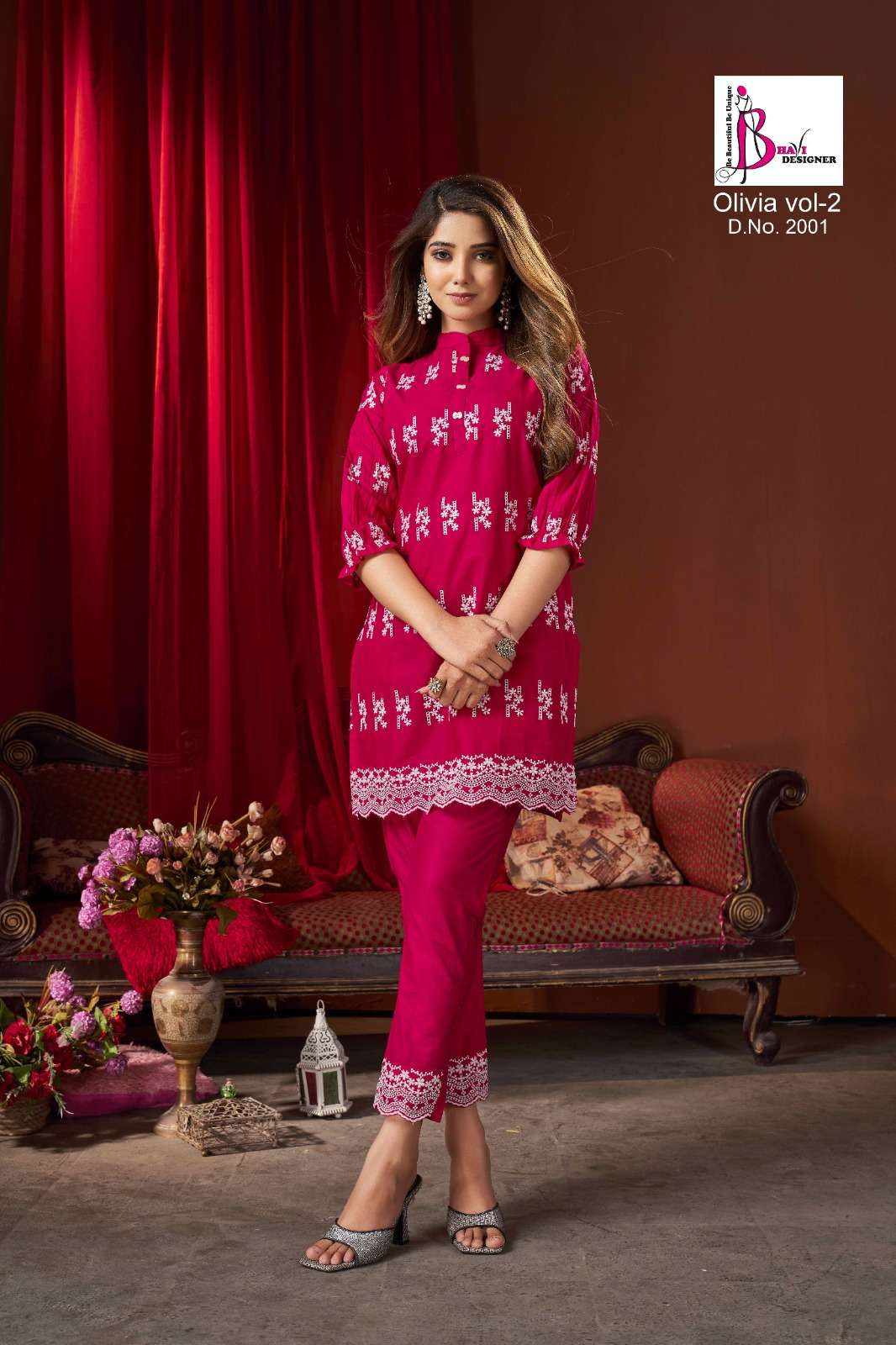 Olivia Vol-2 By Bhavi Designer 2001 To 2004 Series Designer Stylish Fancy Colorful Beautiful Party Wear & Ethnic Wear Collection Cambric Cotton Tops With Bottom At Wholesale Price