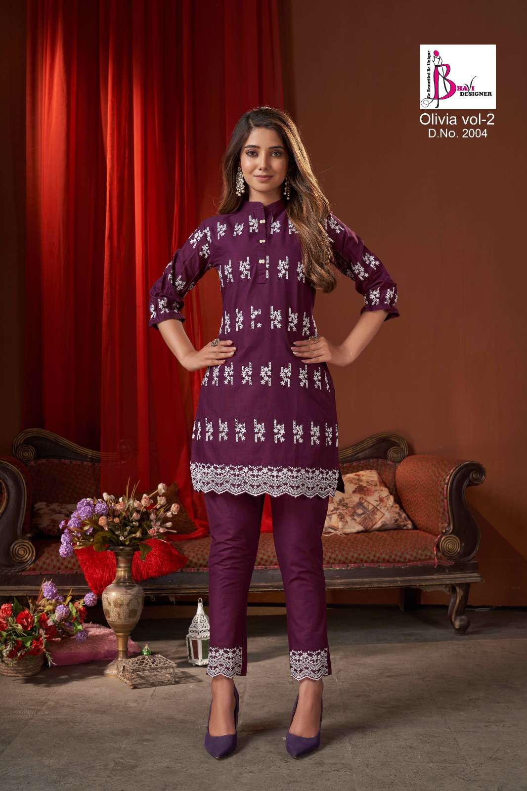 Olivia Vol-2 By Bhavi Designer 2001 To 2004 Series Designer Stylish Fancy Colorful Beautiful Party Wear & Ethnic Wear Collection Cambric Cotton Tops With Bottom At Wholesale Price