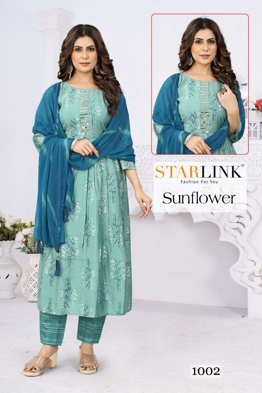 Sunflower By Starlink 1001 To 1014 Series Festive Traditional Wear Collection Beautiful Stylish Fancy Colorful Party Wear & Occasional Wear Viscose Chanderi Silk Digital Print Dresses At Wholesale Price