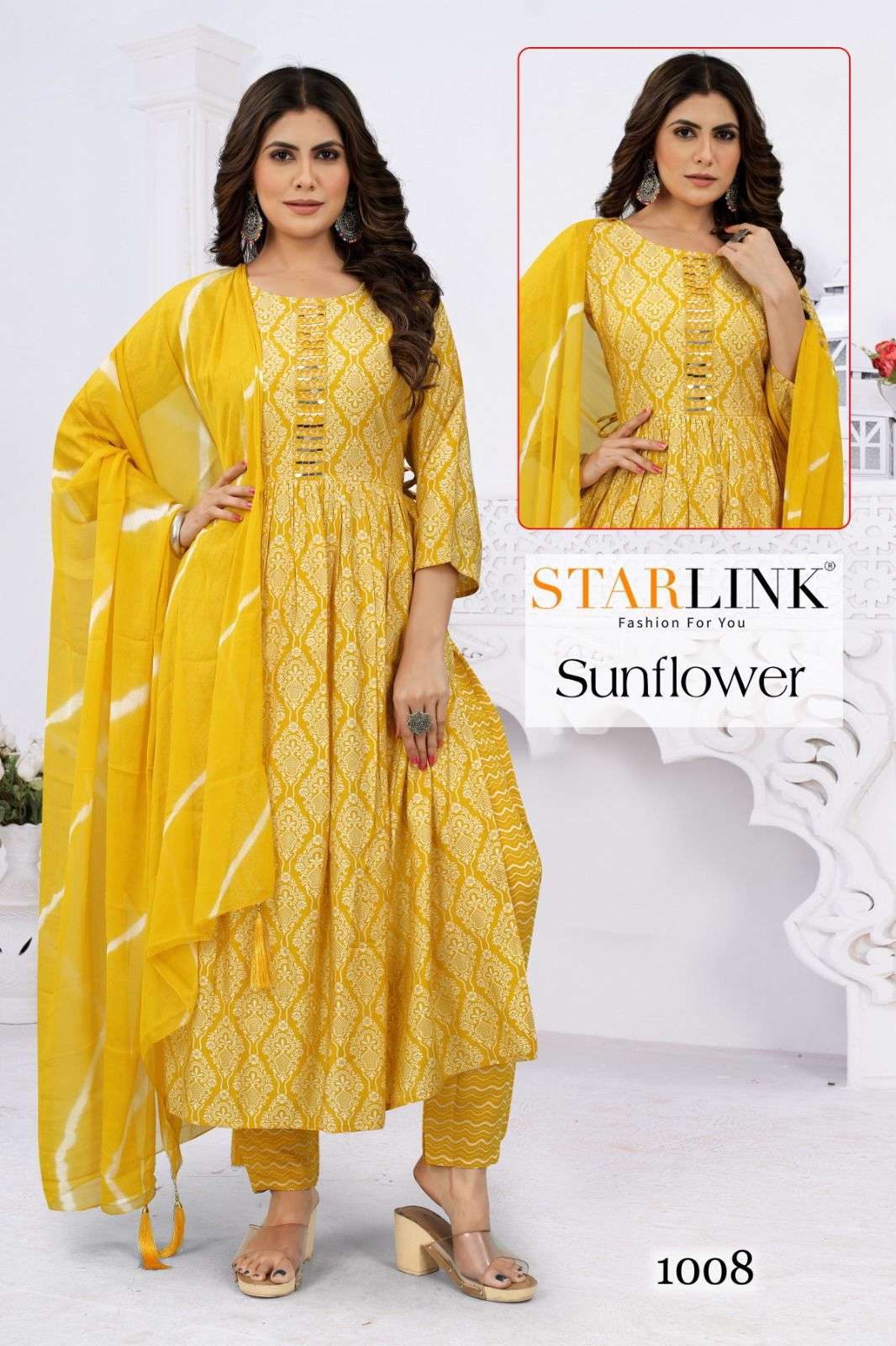 Sunflower By Starlink 1001 To 1014 Series Festive Traditional Wear Collection Beautiful Stylish Fancy Colorful Party Wear & Occasional Wear Viscose Chanderi Silk Digital Print Dresses At Wholesale Price