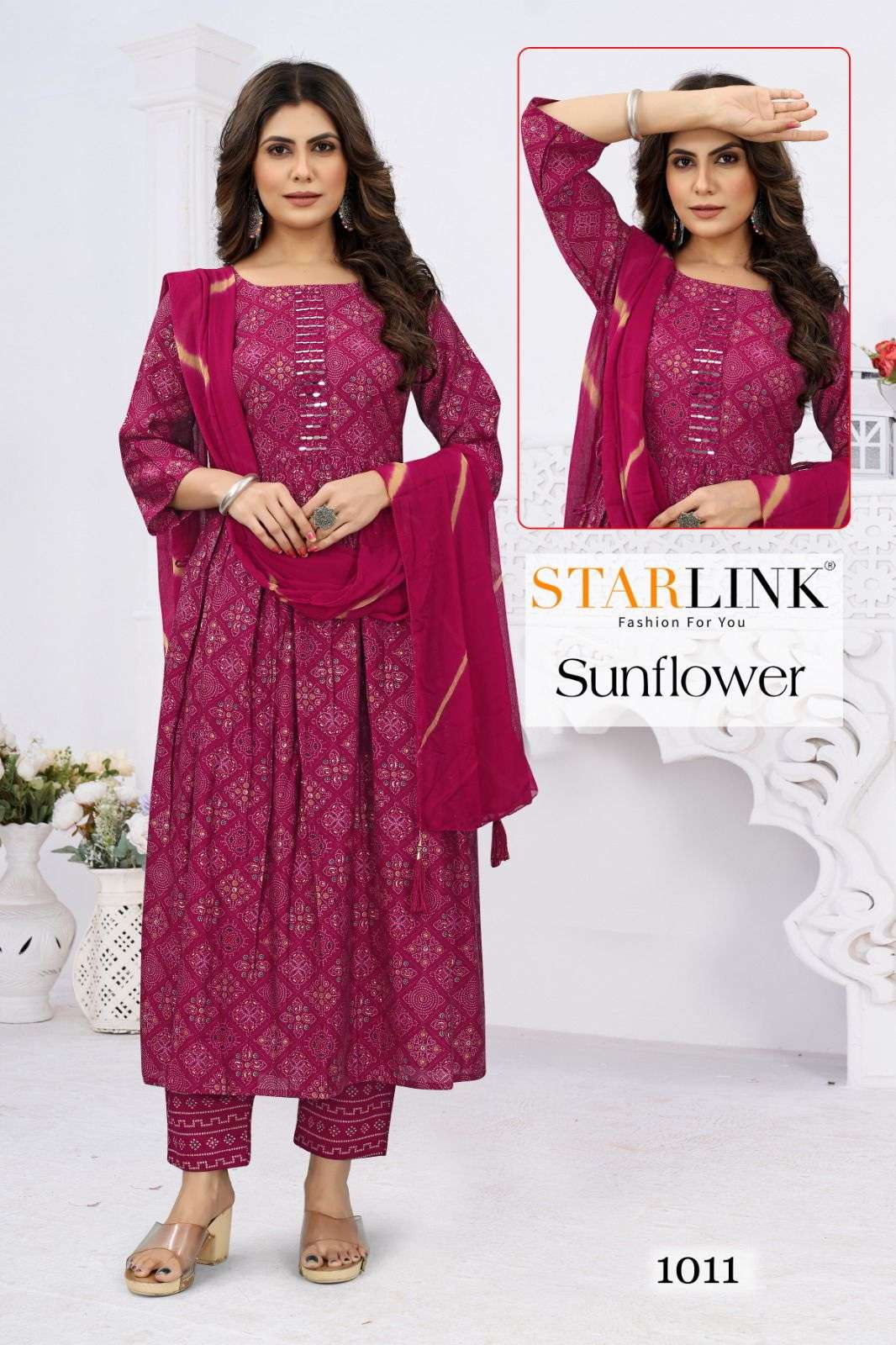 Sunflower By Starlink 1001 To 1014 Series Festive Traditional Wear Collection Beautiful Stylish Fancy Colorful Party Wear & Occasional Wear Viscose Chanderi Silk Digital Print Dresses At Wholesale Price