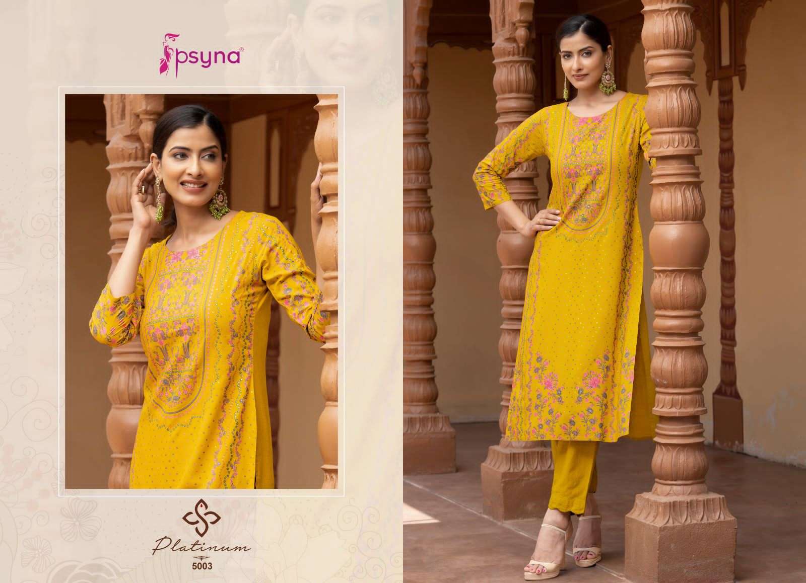 Platinum Vol-5 By Psyna 5001 To 5008 Series Designer Stylish Fancy Colorful Beautiful Party Wear & Ethnic Wear Collection Rayon Print Kurtis At Wholesale Price
