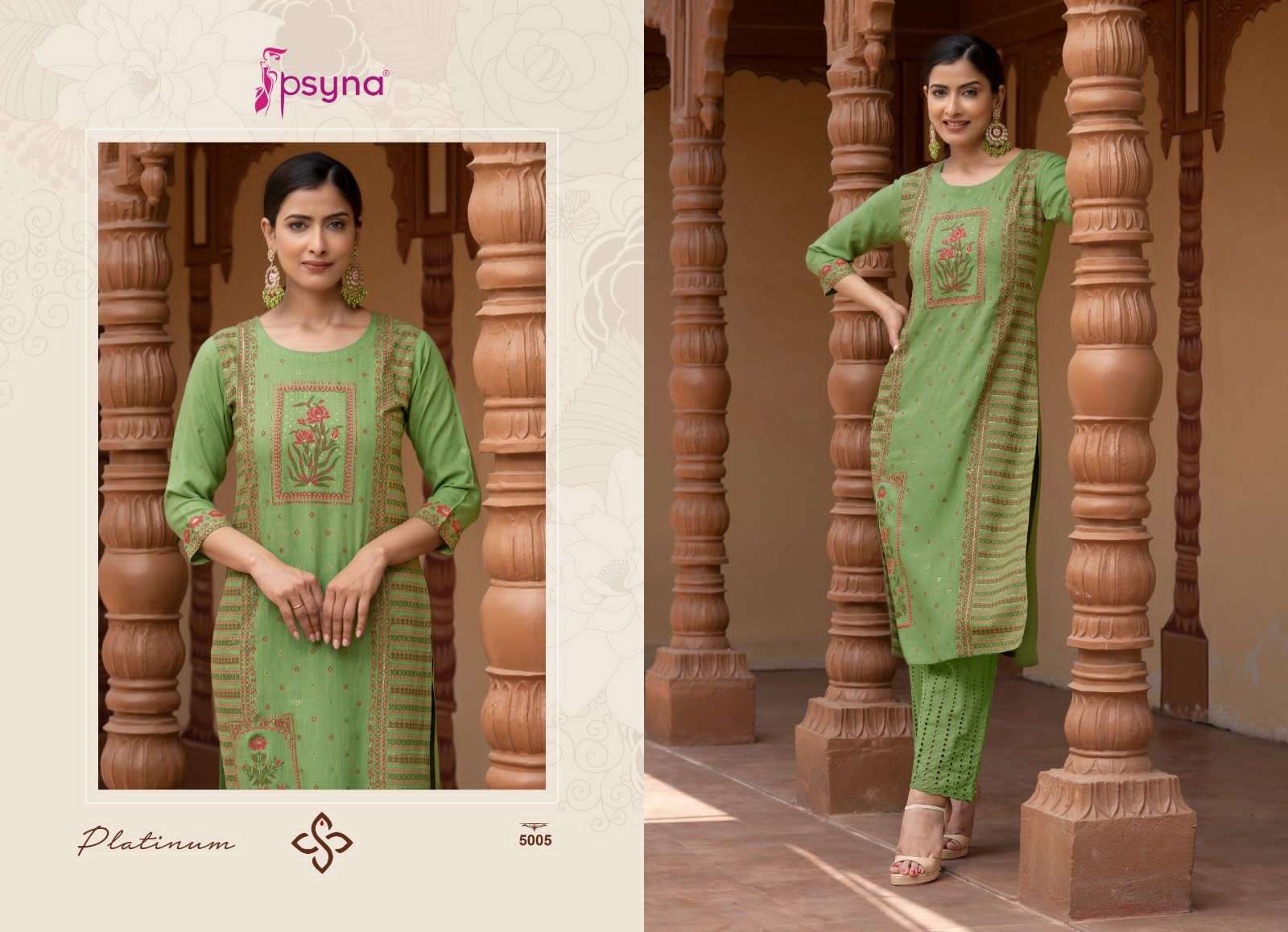 Platinum Vol-5 By Psyna 5001 To 5008 Series Designer Stylish Fancy Colorful Beautiful Party Wear & Ethnic Wear Collection Rayon Print Kurtis At Wholesale Price