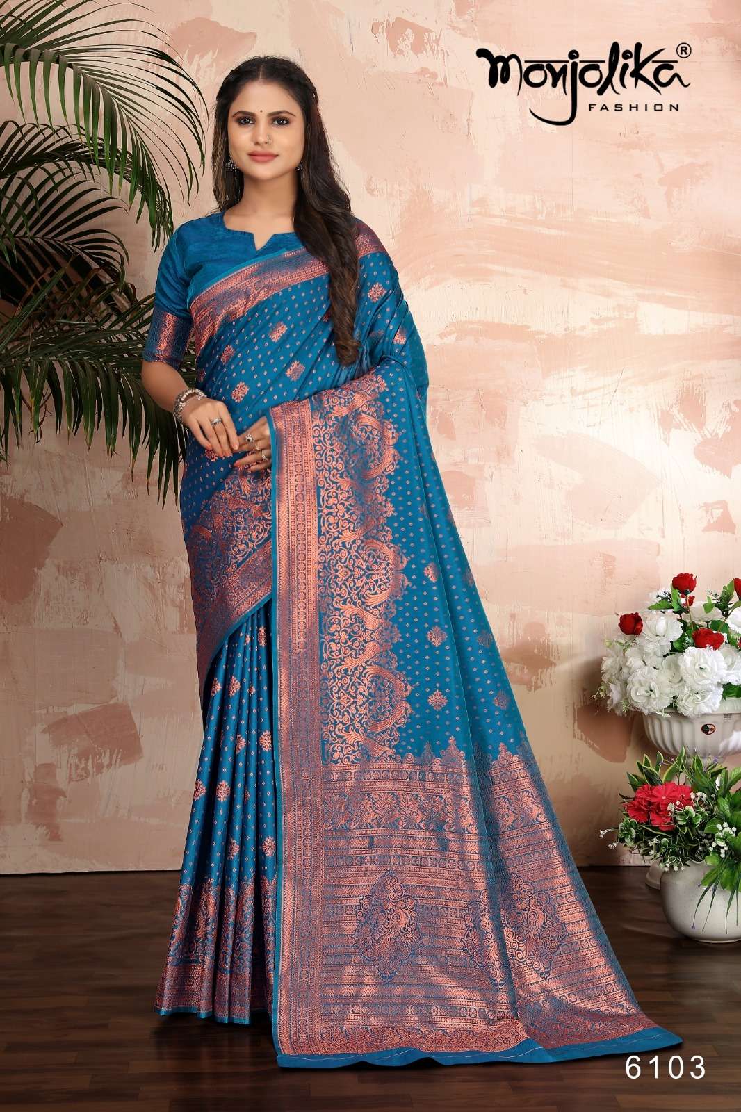 Madhushri By Monjolika 6101 To 6106 Series Indian Traditional Wear Collection Beautiful Stylish Fancy Colorful Party Wear & Occasional Wear Banarasi Silk Sarees At Wholesale Price