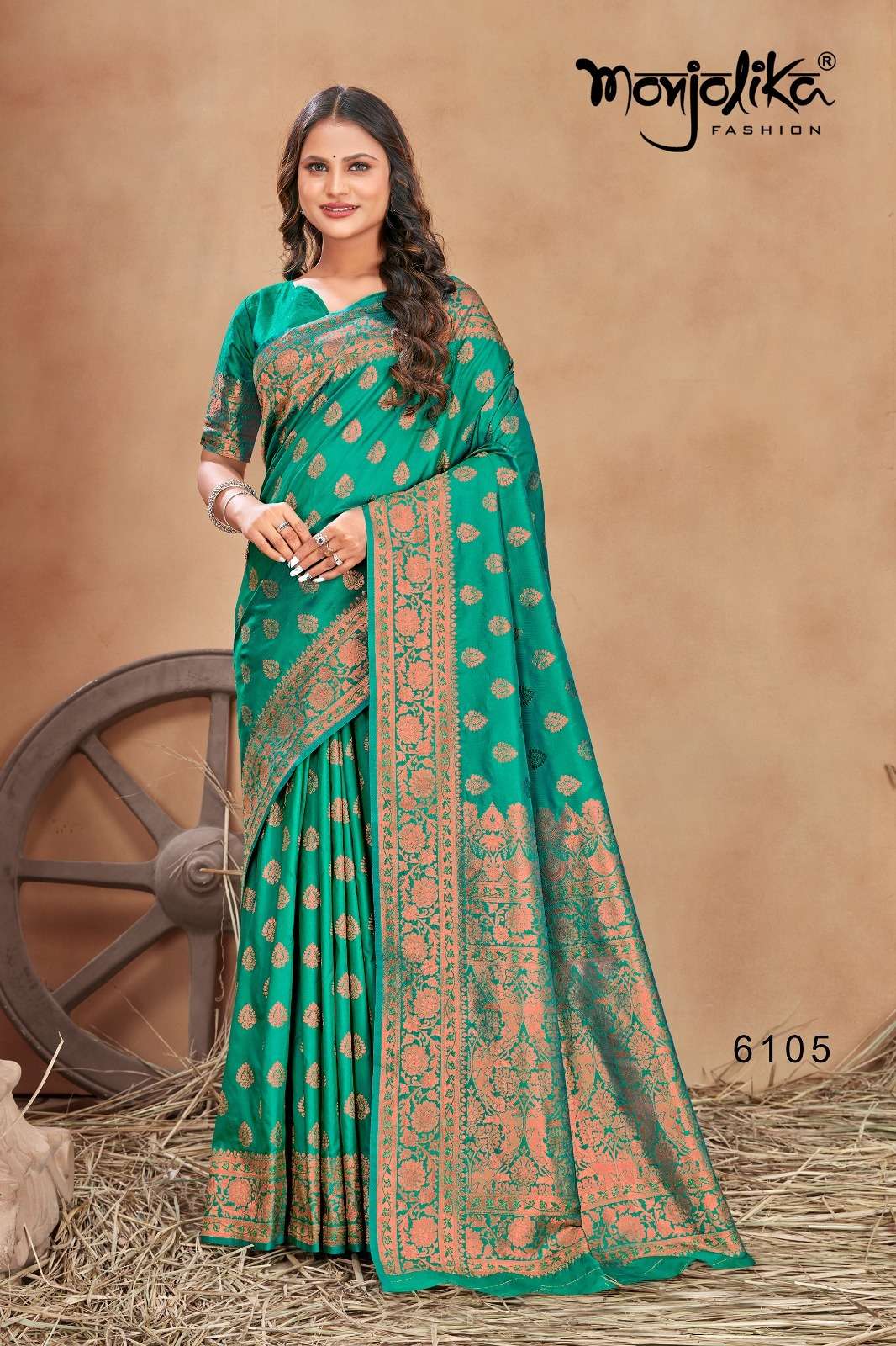 Madhushri By Monjolika 6101 To 6106 Series Indian Traditional Wear Collection Beautiful Stylish Fancy Colorful Party Wear & Occasional Wear Banarasi Silk Sarees At Wholesale Price