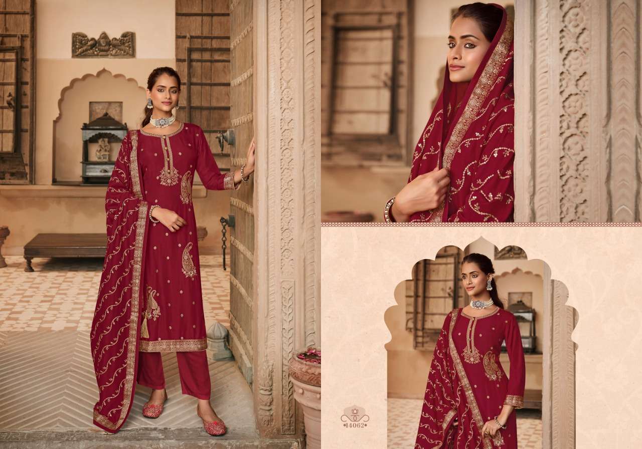 Mehak By Zisa 14061 To 14064 Series Beautiful Festive Suits Colorful Stylish Fancy Casual Wear & Ethnic Wear Dola Jacquard Dresses At Wholesale Price