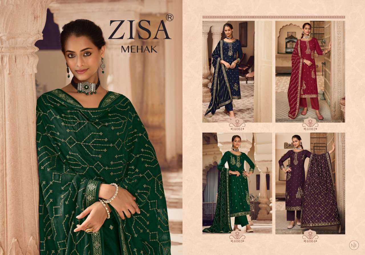Mehak By Zisa 14061 To 14064 Series Beautiful Festive Suits Colorful Stylish Fancy Casual Wear & Ethnic Wear Dola Jacquard Dresses At Wholesale Price