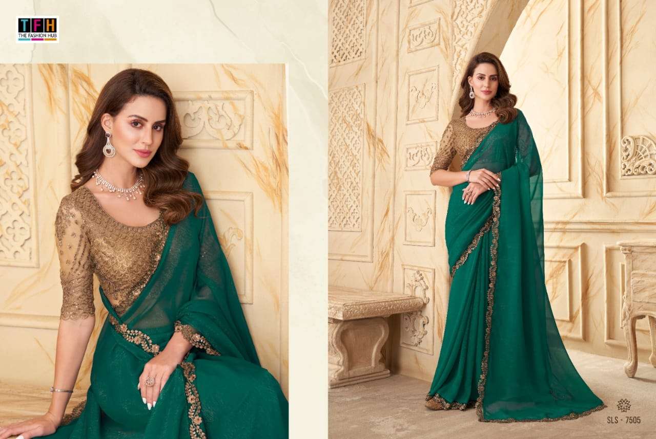 Salsa Style Vol-2 By TFH 7501 To 7516 Series Indian Traditional Wear Collection Beautiful Stylish Fancy Colorful Party Wear & Occasional Wear Silk Sarees At Wholesale Price