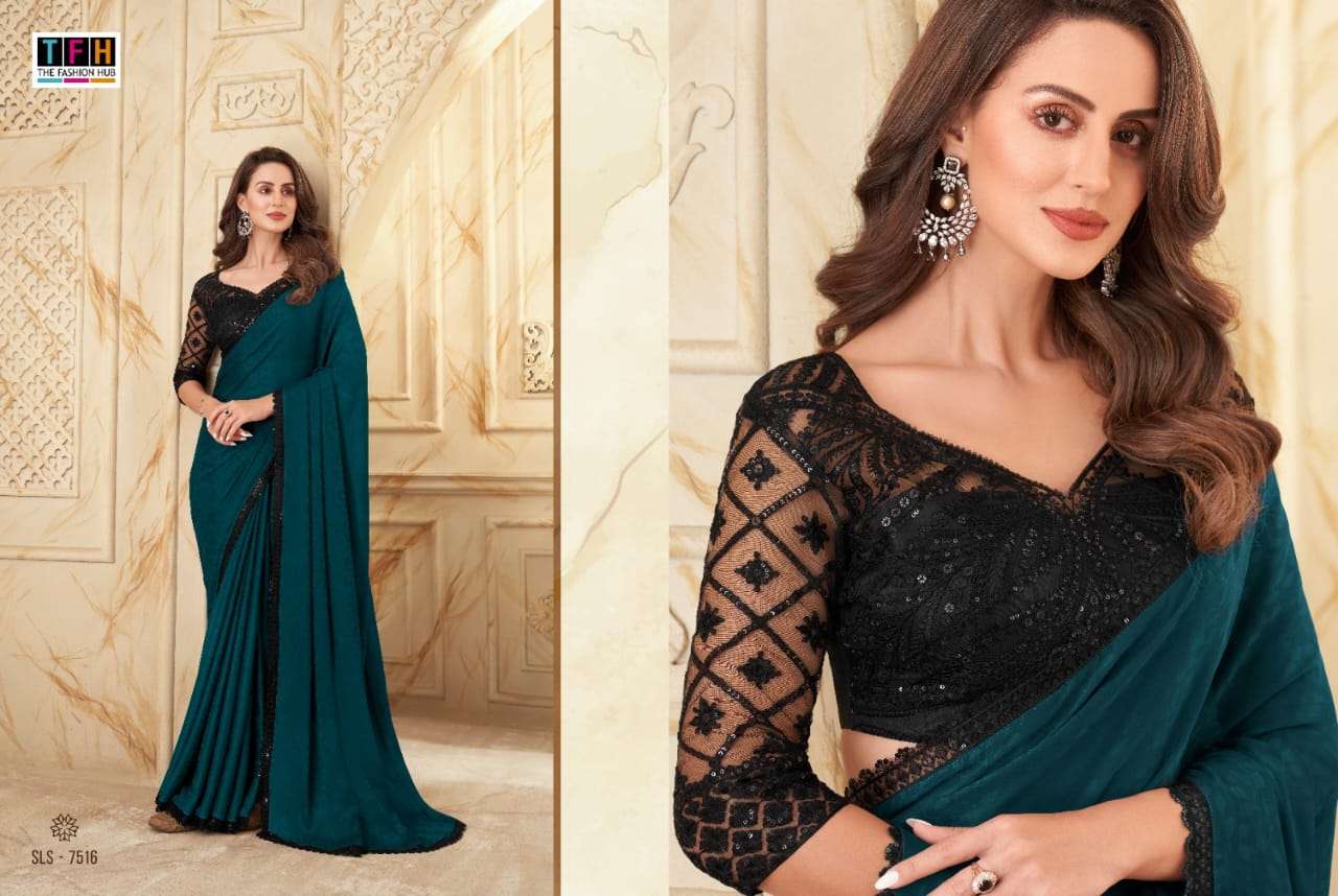Salsa Style Vol-2 By TFH 7501 To 7516 Series Indian Traditional Wear Collection Beautiful Stylish Fancy Colorful Party Wear & Occasional Wear Silk Sarees At Wholesale Price