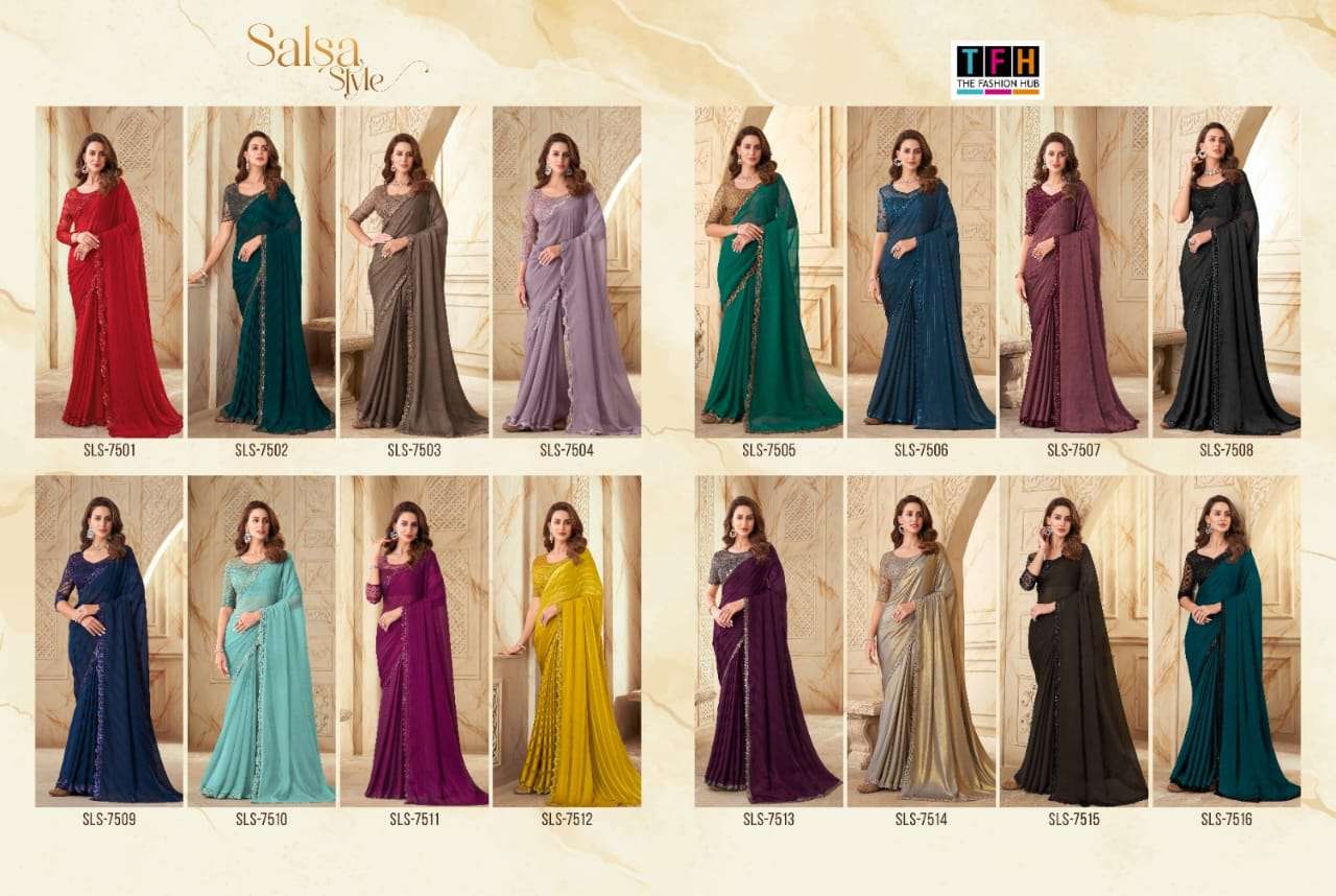 Salsa Style Vol-2 By TFH 7501 To 7516 Series Indian Traditional Wear Collection Beautiful Stylish Fancy Colorful Party Wear & Occasional Wear Silk Sarees At Wholesale Price
