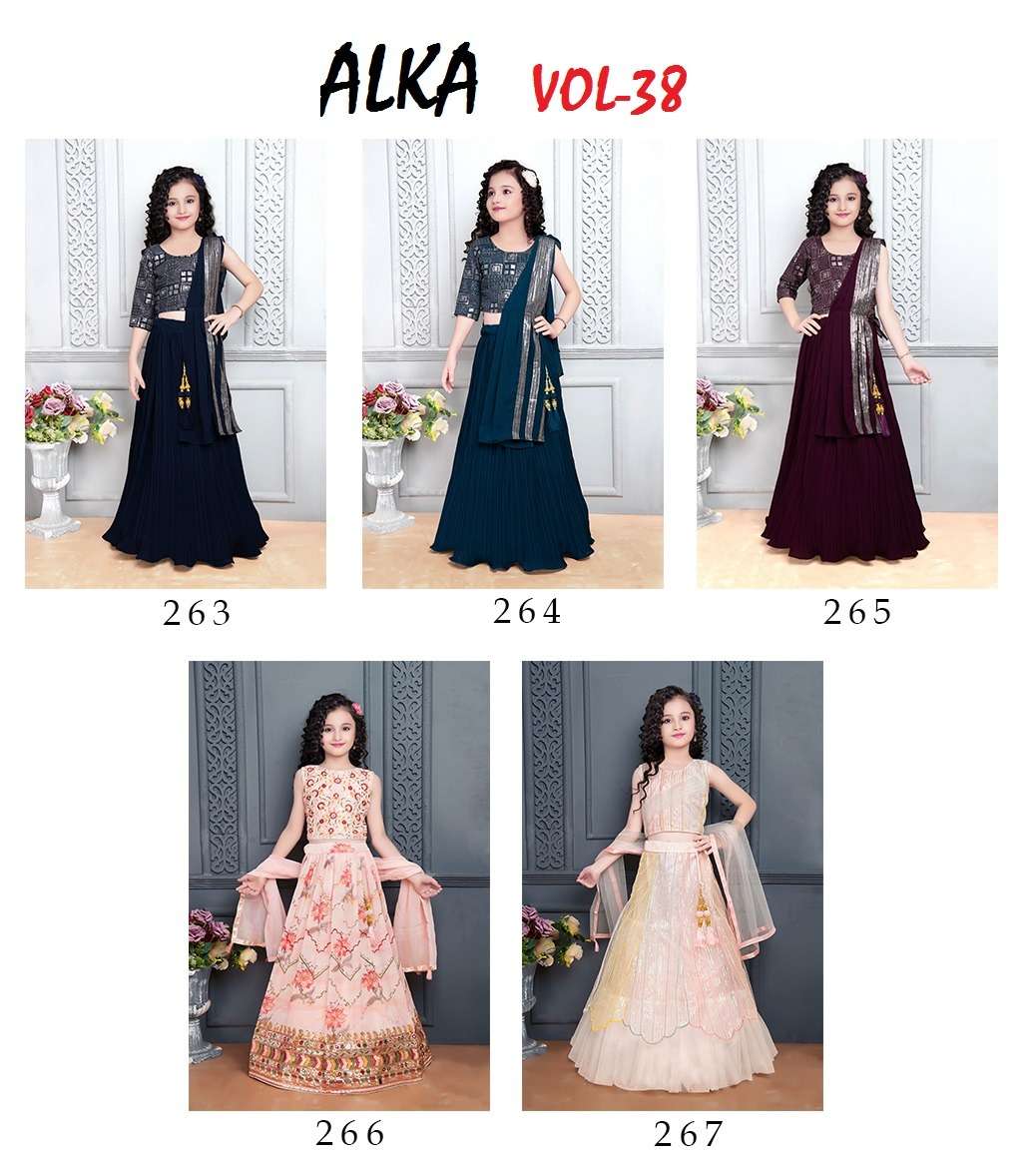 Alka Vol-38 By Fashid Wholesale 263 To 267 Series Kids Wear Collection Beautiful Stylish Colorful Fancy Party Wear & Occasional Wear Heavy Georgette/Net Lehengas At Wholesale Price