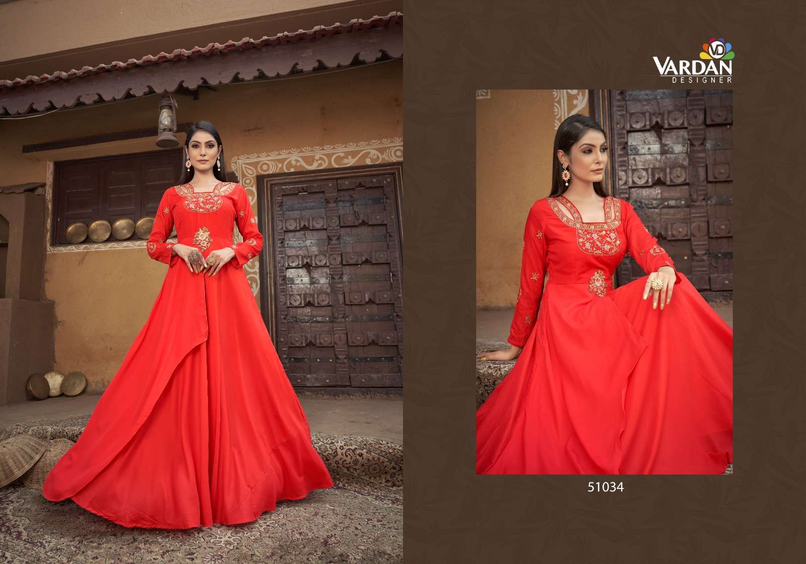Sugar Vol-2 By Vardan Designer 51034 To 51036 Series Beautiful Stylish Fancy Colorful Casual Wear & Ethnic Wear Heavy Muslin Embroidered Gowns At Wholesale Price