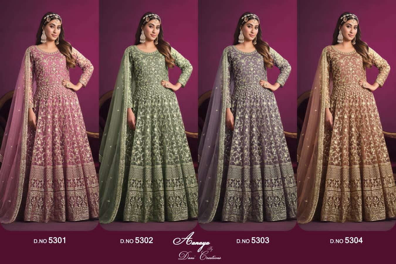 Aanaya Vol-153 By Twisha 5301 To 5304 Series Designer Anarkali Suits Collection Beautiful Stylish Fancy Colorful Party Wear & Occasional Wear Net Dresses At Wholesale Price