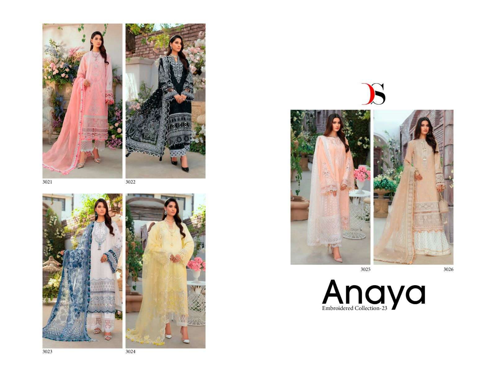 Anaya Embroidered Collection-23 By Deepsy Suits 3021 To 3026 Series Beautiful Pakistani Suits Colorful Stylish Fancy Casual Wear & Ethnic Wear Cotton Embroidered Dresses At Wholesale Price
