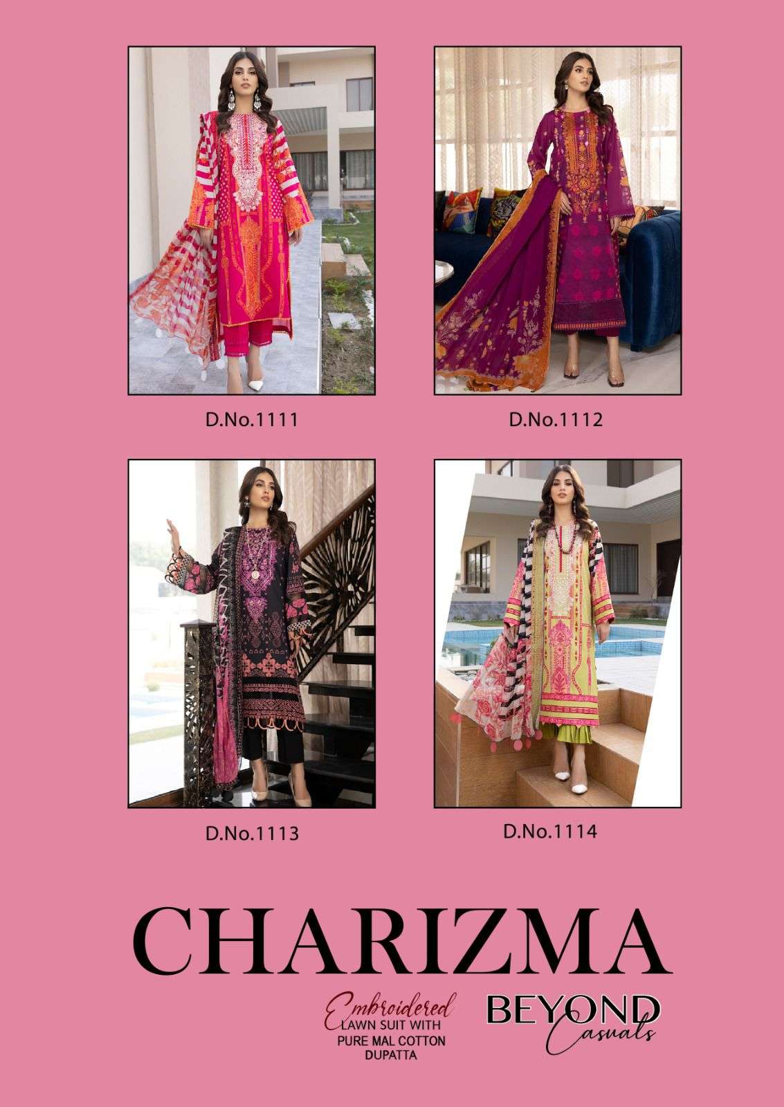 Beyond Casual By Charizma 1111 To 1114 Series Beautiful Pakistani Suits Colorful Stylish Fancy Casual Wear & Ethnic Wear Pure Lawn Cotton Embroidered Dresses At Wholesale Price