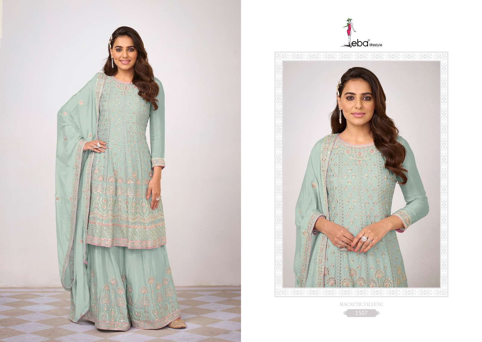 Kiara By Eba Lifestyle 1507 To 1510 Series Beautiful Sharara Suits Colorful Stylish Fancy Casual Wear & Ethnic Wear Heavy Chinnon Dresses At Wholesale Price