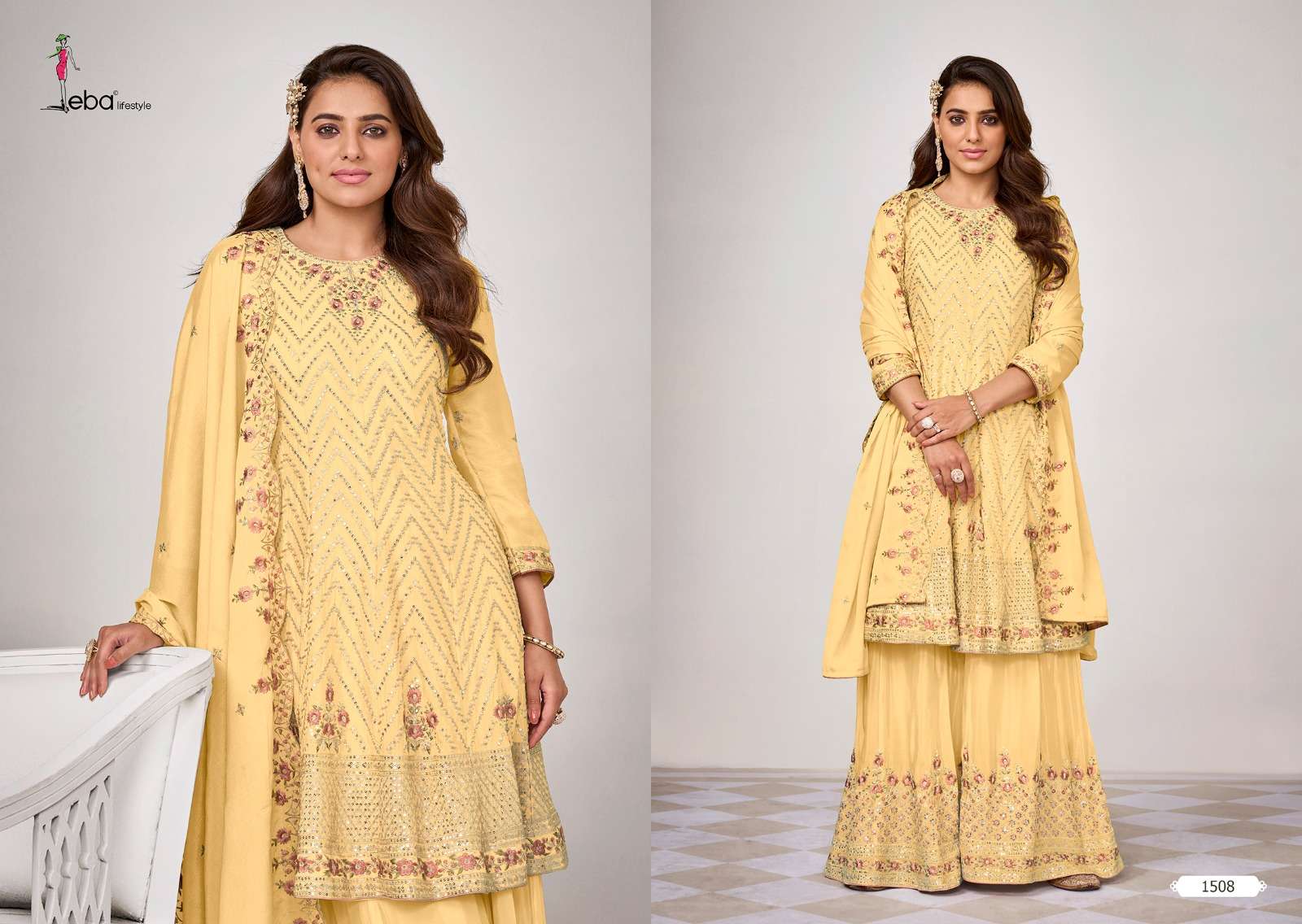 Kiara By Eba Lifestyle 1507 To 1510 Series Beautiful Sharara Suits Colorful Stylish Fancy Casual Wear & Ethnic Wear Heavy Chinnon Dresses At Wholesale Price