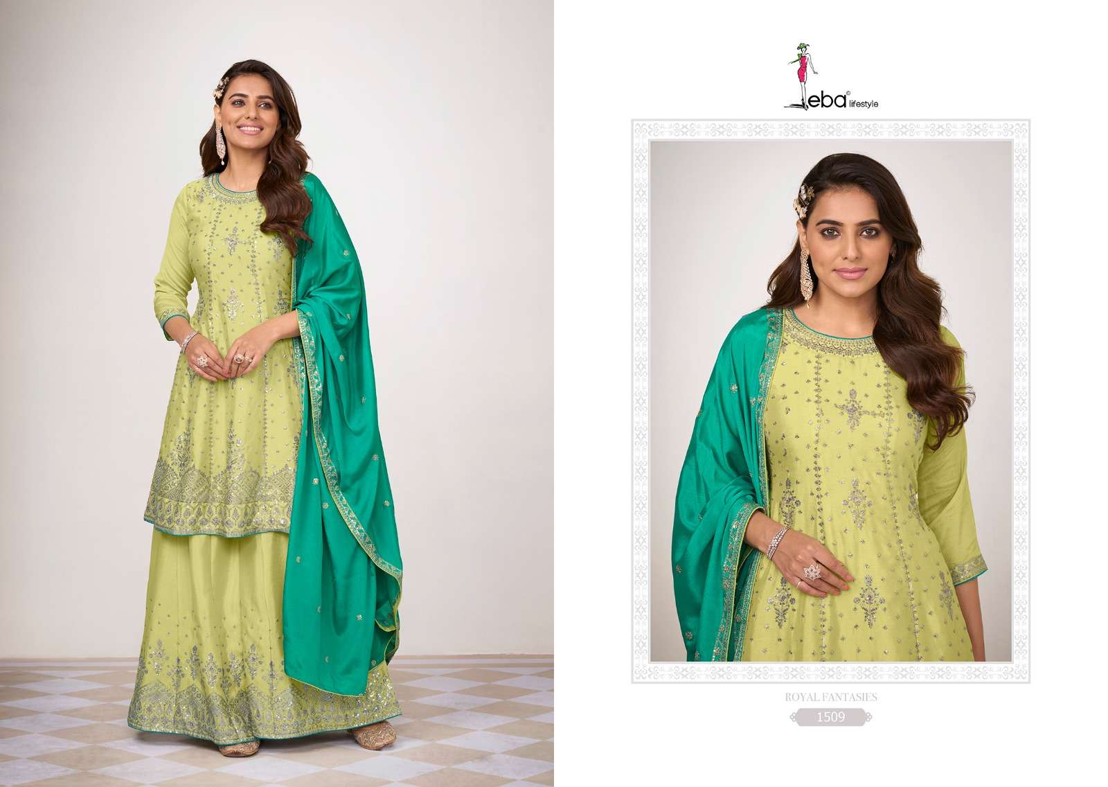 Kiara By Eba Lifestyle 1507 To 1510 Series Beautiful Sharara Suits Colorful Stylish Fancy Casual Wear & Ethnic Wear Heavy Chinnon Dresses At Wholesale Price