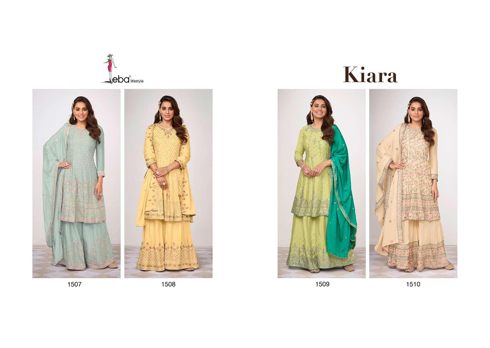 Kiara By Eba Lifestyle 1507 To 1510 Series Beautiful Sharara Suits Colorful Stylish Fancy Casual Wear & Ethnic Wear Heavy Chinnon Dresses At Wholesale Price
