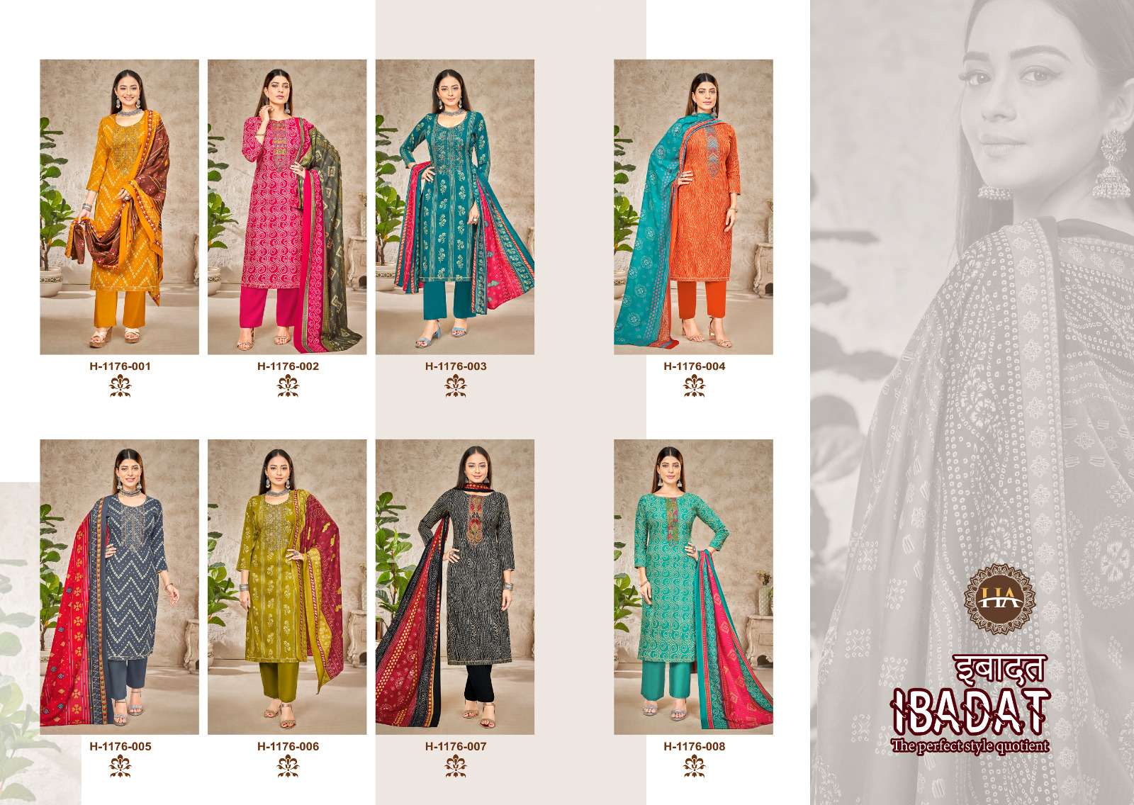 Ibadat By Harshit Fashion Hub 1176-001 To 1176-008 Series Beautiful Festive Suits Colorful Stylish Fancy Casual Wear & Ethnic Wear Viscose Rayon Dresses At Wholesale Price