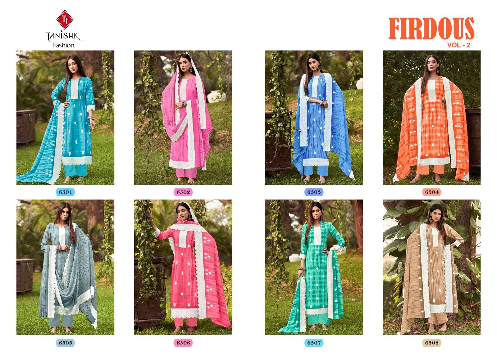 Firdous Vol-2 By Tanishk Fashion 6501 To 6508 Series Beautiful Festive Suits Colorful Stylish Fancy Casual Wear & Ethnic Wear Pure Cotton Print Dresses At Wholesale Price