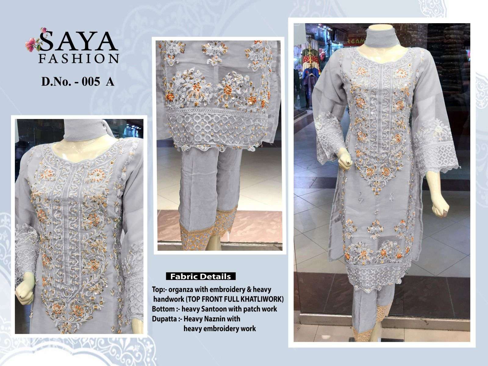 Saya-005 Colours By Saya Fashion 005-A To 005-B Series Pakistani Suits Beautiful Fancy Colorful Stylish Party Wear & Occasional Wear Organza Embroidered Dresses At Wholesale Price