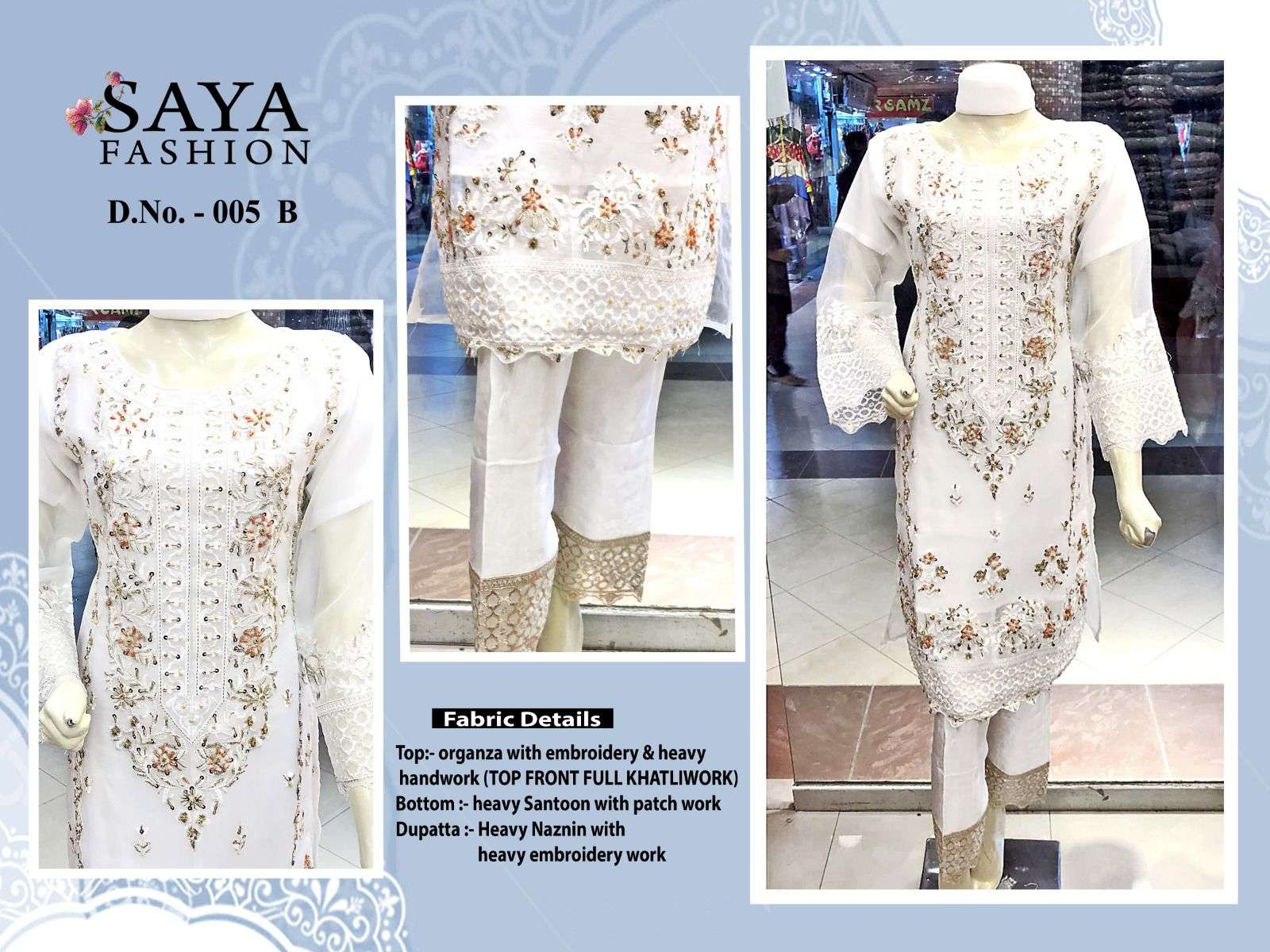 Saya-005 Colours By Saya Fashion 005-A To 005-B Series Pakistani Suits Beautiful Fancy Colorful Stylish Party Wear & Occasional Wear Organza Embroidered Dresses At Wholesale Price