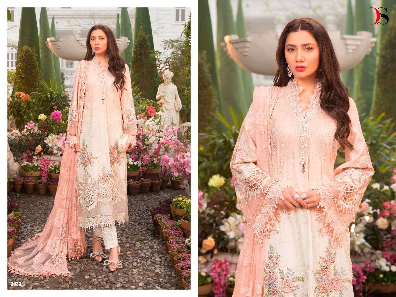 Maria.B Spring Collection By Deepsy Suits 3031 To 3035 Series Designer Pakistani Suits Collection Beautiful Stylish Fancy Colorful Party Wear & Occasional Wear Pure Cotton Embroidered Dresses At Wholesale Price