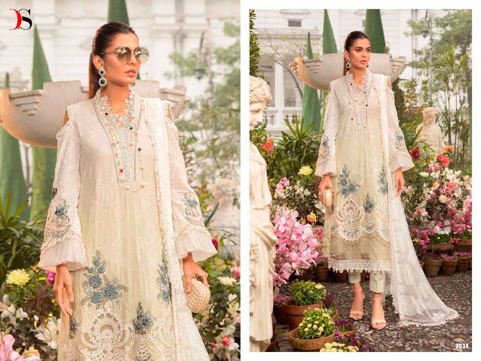 Maria.B Spring Collection By Deepsy Suits 3031 To 3035 Series Designer Pakistani Suits Collection Beautiful Stylish Fancy Colorful Party Wear & Occasional Wear Pure Cotton Embroidered Dresses At Wholesale Price