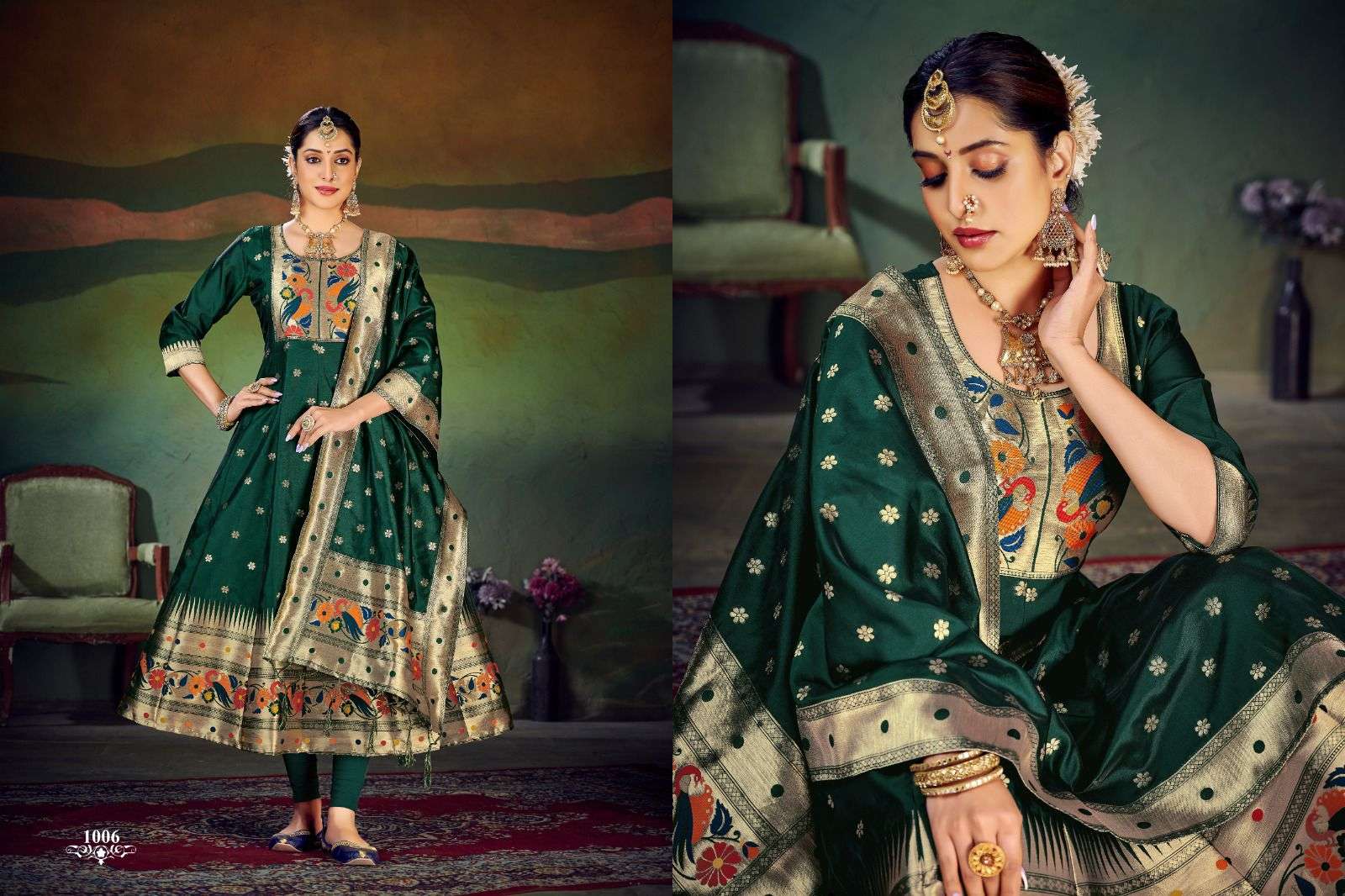 Star Paithni Gown By Smit Creation 1001 To 1006 Series Beautiful Stylish Fancy Colorful Casual Wear & Ethnic Wear Pure Tapeta Silk Gowns With Dupatta At Wholesale Price